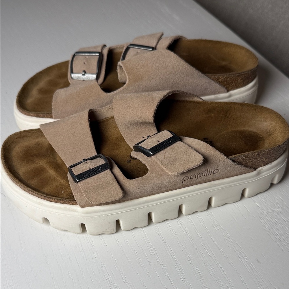 Papillio Taupe Sandals with Chunky White Soles